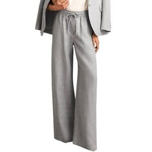 Reiss Willow Linen Blend Wide Leg Drawstring Trousers Gray US 2